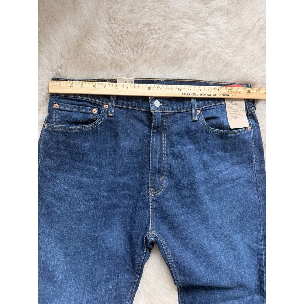 Levi's Men's 505 Regular Fit Straight Leg Jeans Dark Wash 40x32 Denim Mid Rise